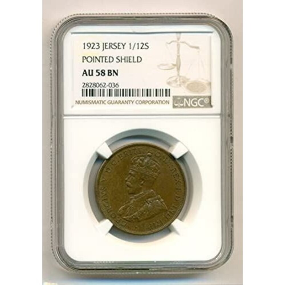 Jersey George V 1923 1/12 Shilling Pointed Shield AU58 BN NGC